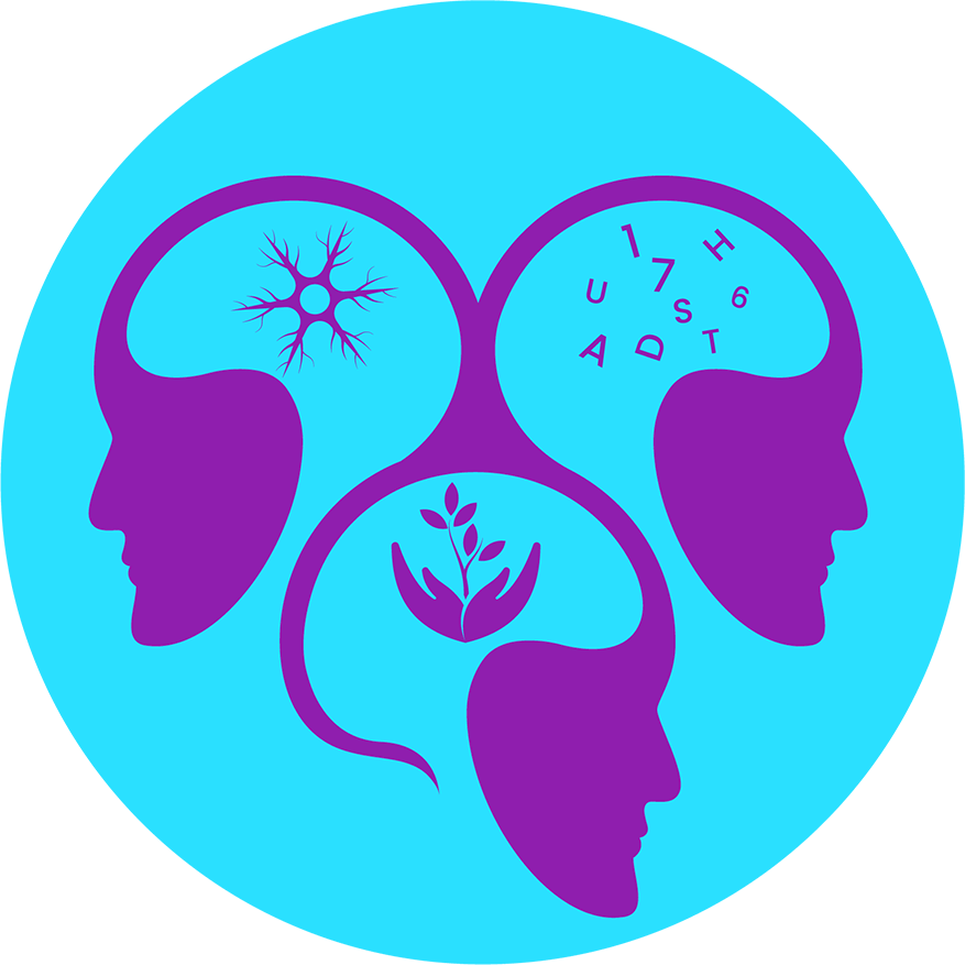 three interconnected heads symbolize the diversity of human brains and cognitive abilities.